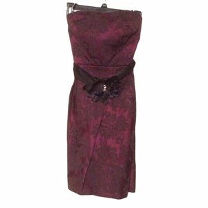 Studio Y - Burgundy w/ Black Satin Belt w/ Pearl & Rhinestones - Juniors Size 5
